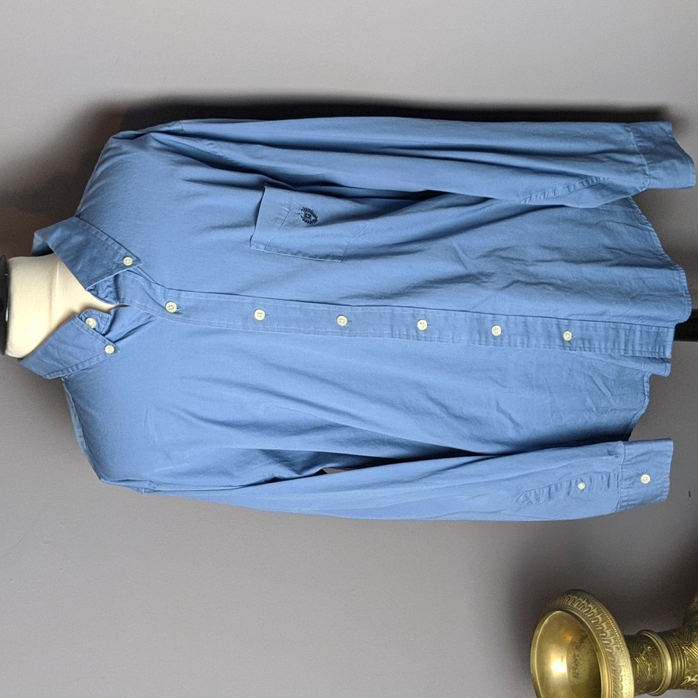 Chaps Mens Blue Button Up Dress Shirt
